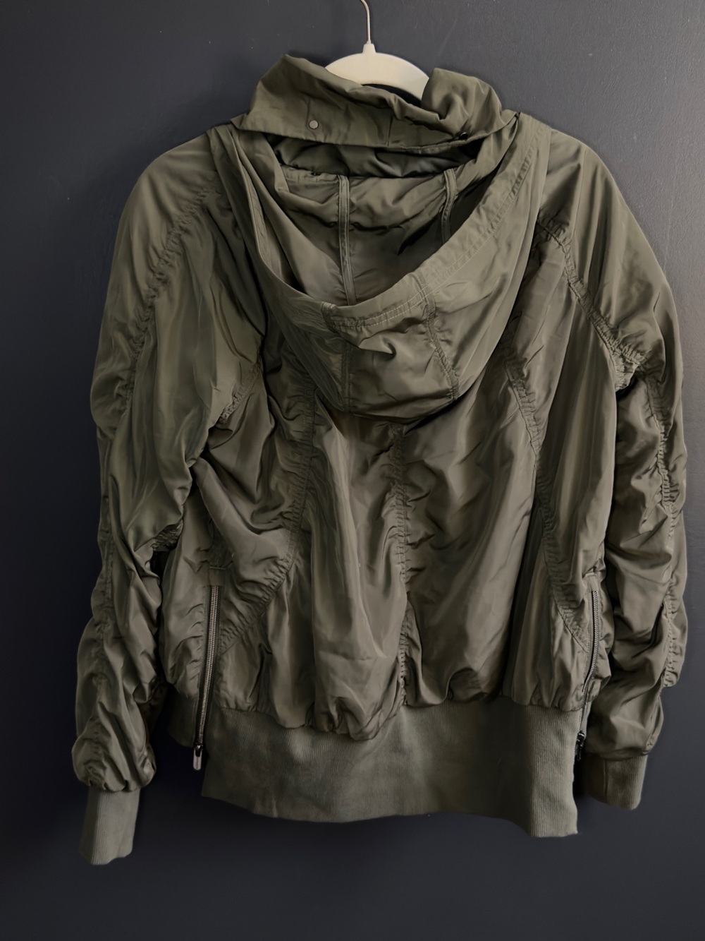 Athleta Olive Green Hooded Bomber Jacket - Women